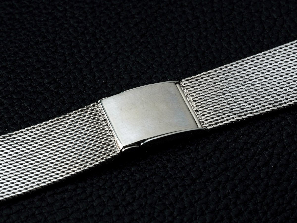 Vintage 18 mm Milanaise Bracelet 18k White Gold Curved Ends Strap / Bracelet