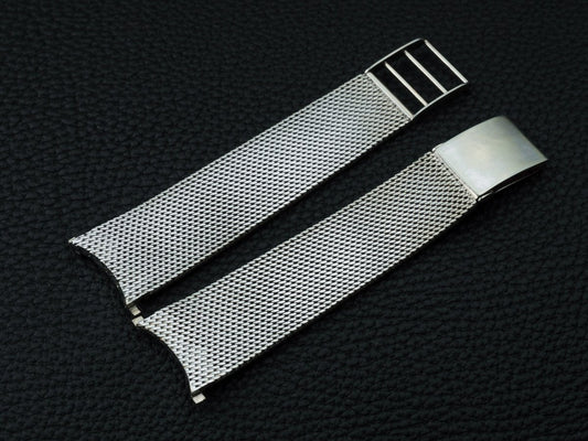 Vintage 18 mm Milanaise Bracelet 18k White Gold Curved Ends