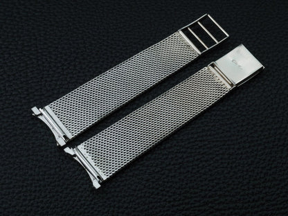 Vintage 18 mm Milanaise Bracelet 18k White Gold Curved Ends Strap / Bracelet