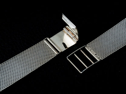Vintage 18 mm Milanaise Bracelet 18k White Gold Curved Ends Strap / Bracelet