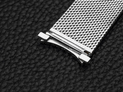 Vintage 18 mm Milanaise Bracelet 18k White Gold Curved Ends Strap / Bracelet