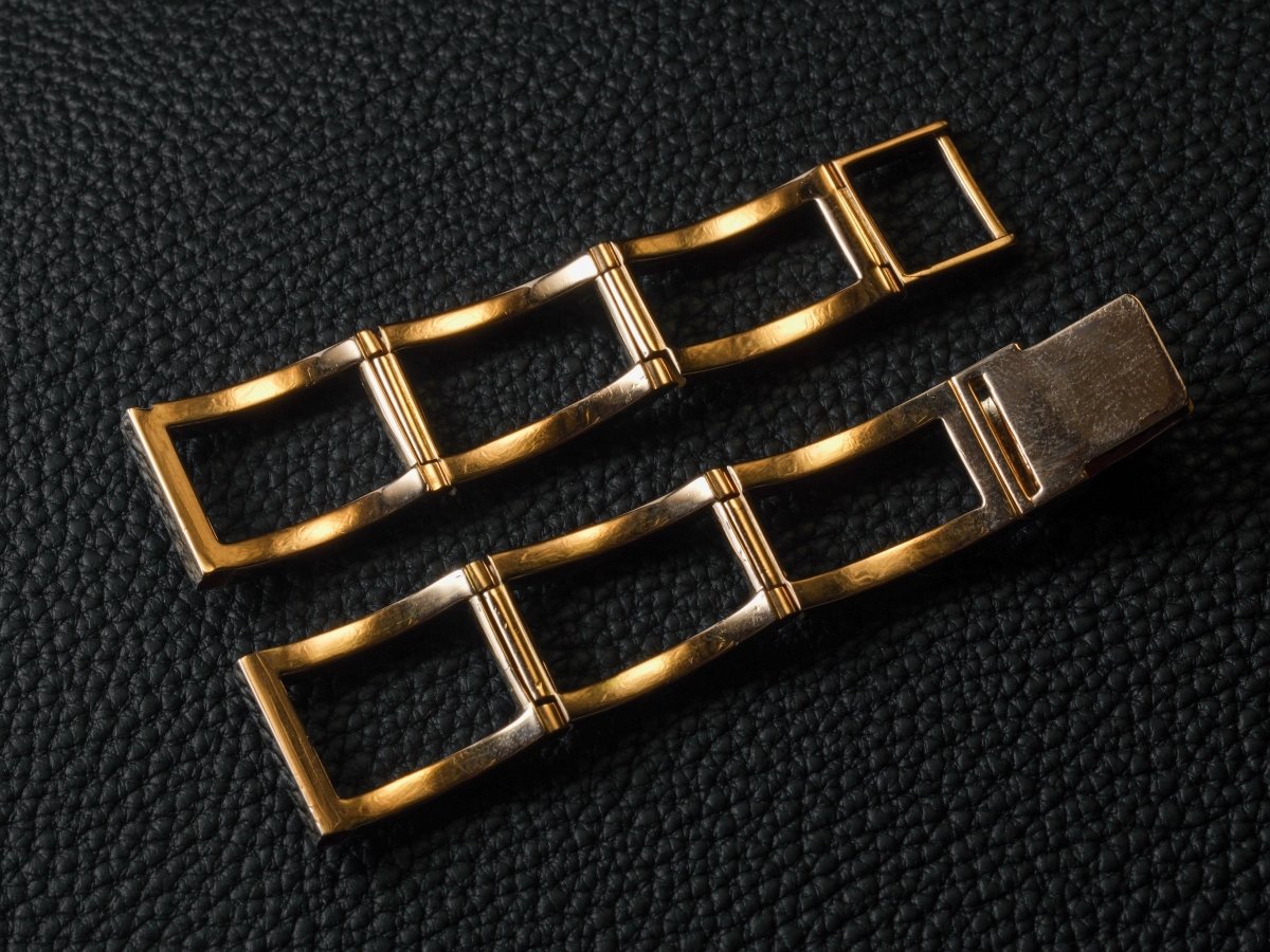 Vintage 18mm Ladder Watch Bracelet 18k Gold