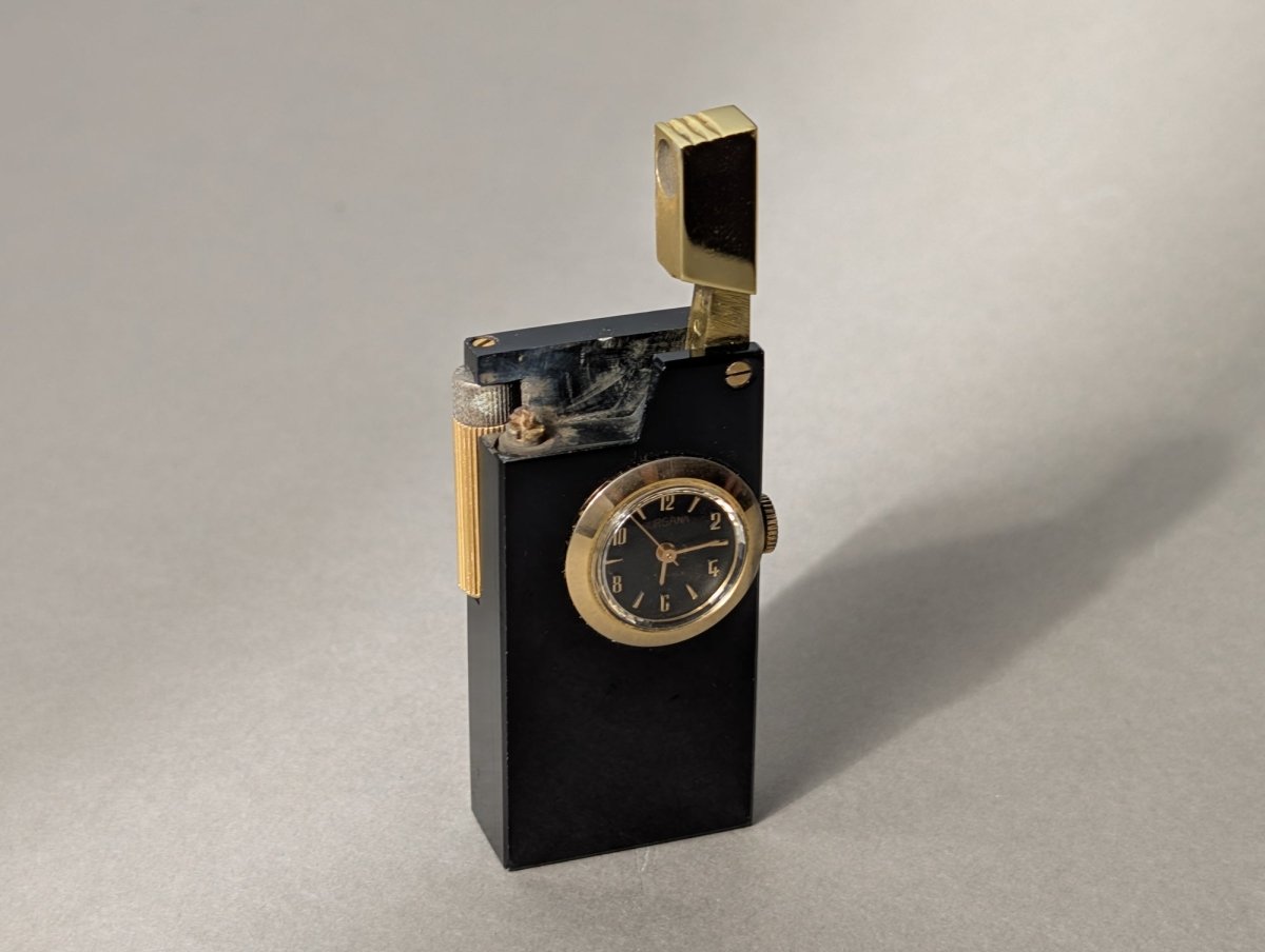Vintage Burgana Lighter with Watch Clock