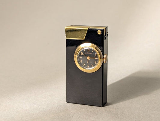 Vintage Burgana Lighter with Watch Clock