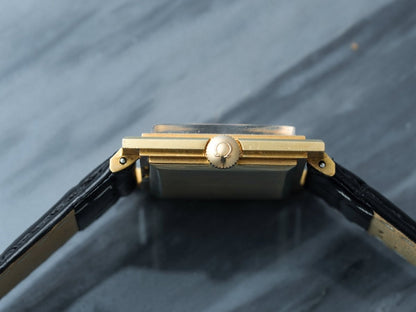 Vintage Omega 18k Gold Rectangular Case "Louvre" Dial 111.029 Wristwatch