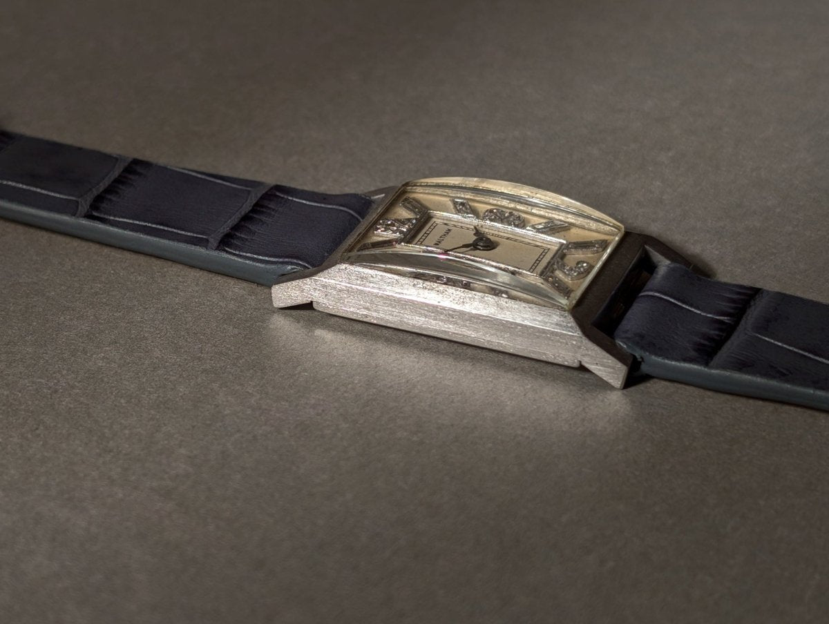 Waltham Tank Platinum Diamond Indices And Numerals Art Deco Wristwatch