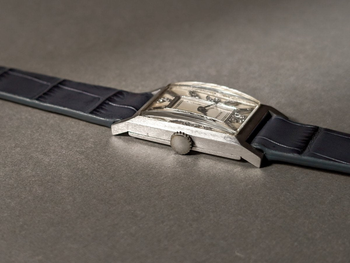 Waltham Tank Platinum Diamond Indices And Numerals Art Deco Wristwatch