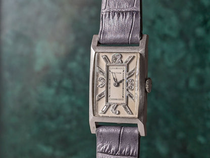 Waltham Tank Platinum Diamond Indices And Numerals Art Deco Wristwatch