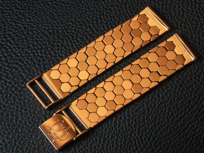 Watch Bracelet Honeycomb 18K Pink Gold 17 18 mm