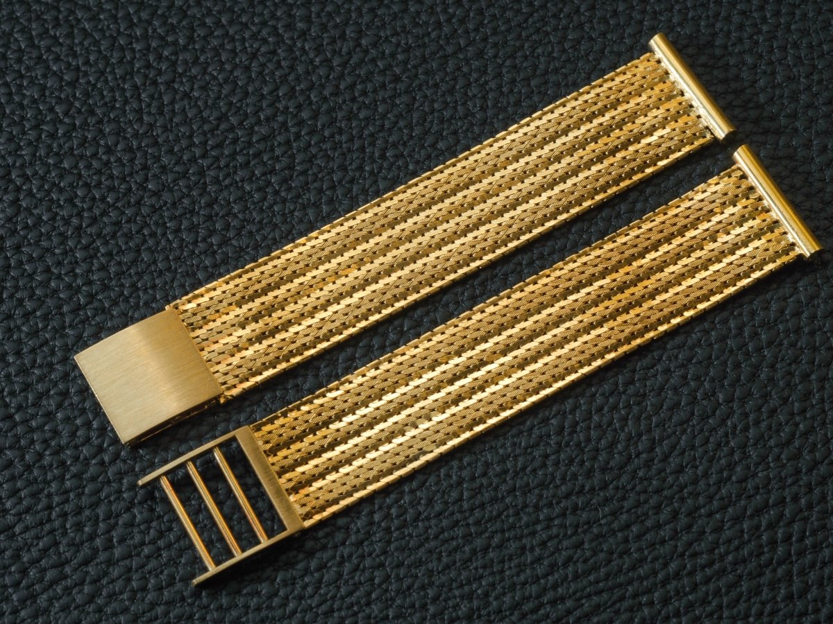 Watch Bracelet Milanaise 18K Gold 18 19 mm Striped