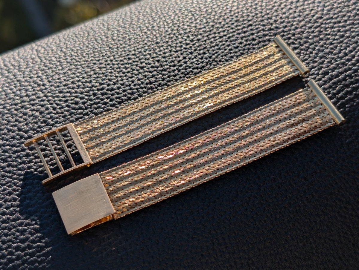 Watch Bracelet Milanaise 18K Gold 18 19 mm Striped