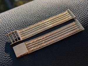 Uhrenarmband Milanaise 18K Gold 18 19 mm Streifenmuster