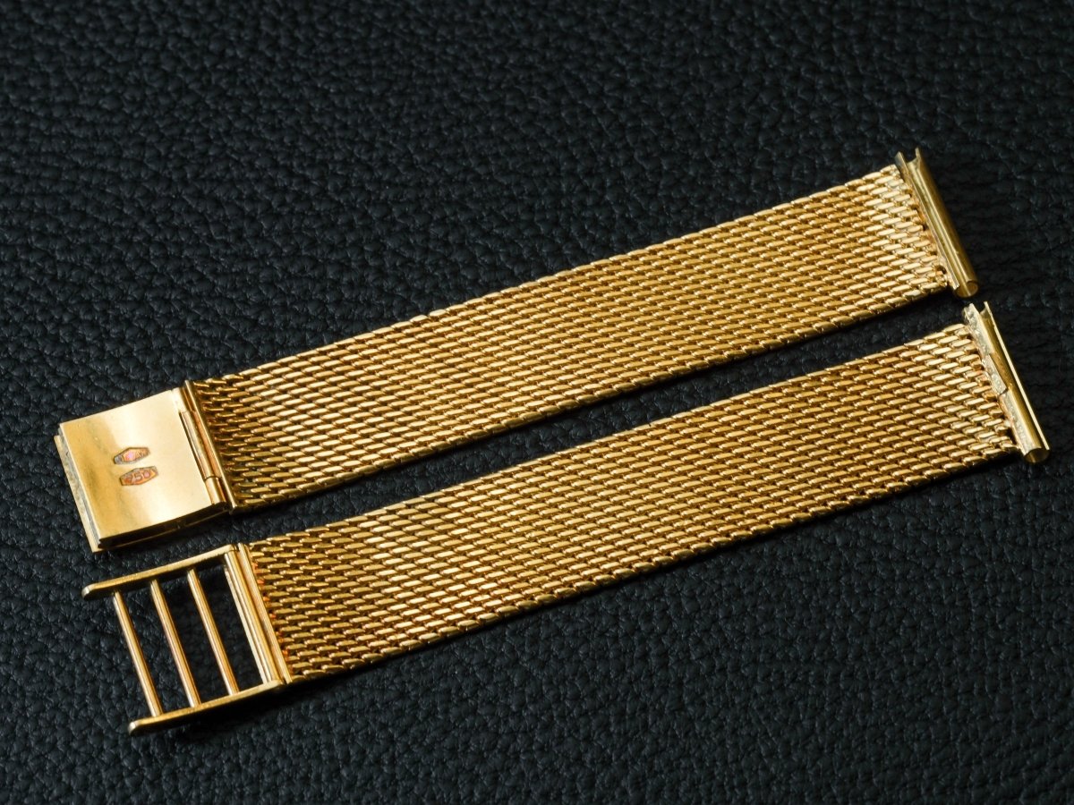Watch Bracelet Milanaise 18K Gold 18 19 mm Striped