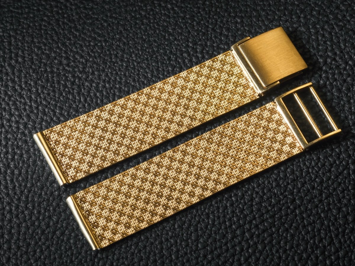 Watch Bracelet Milanaise 18K Gold Chessboard Pattern 18mm