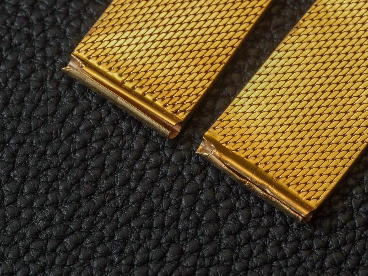 Watch Bracelet Milanaise 18K Gold Chessboard Pattern 18mm