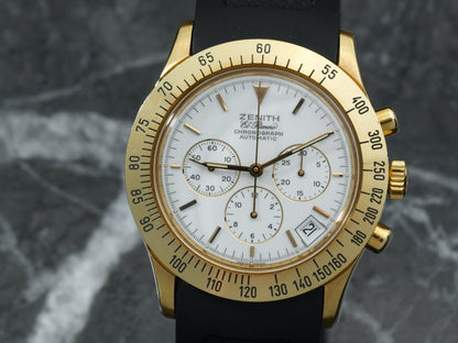 Zenith El Primero Bolognese Chronograph 06.0050.400 Gold White Dial Wristwatch