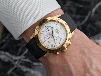 Zenith El Primero Bolognese Chronograph 06.0050.400 Gold White Dial Wristwatch
