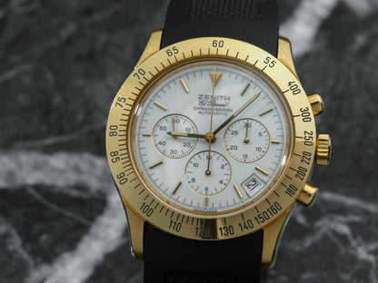 Zenith El Primero Bolognese Chronograph 06.0050.400 Gold White Dial Wristwatch