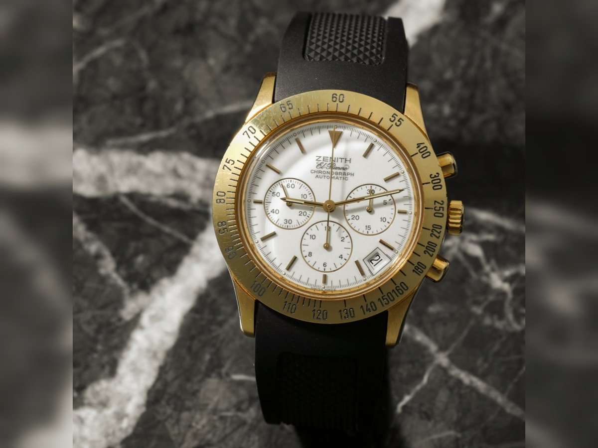Zenith El Primero Bolognese Chronograph 06.0050.400 Gold White Dial Wristwatch
