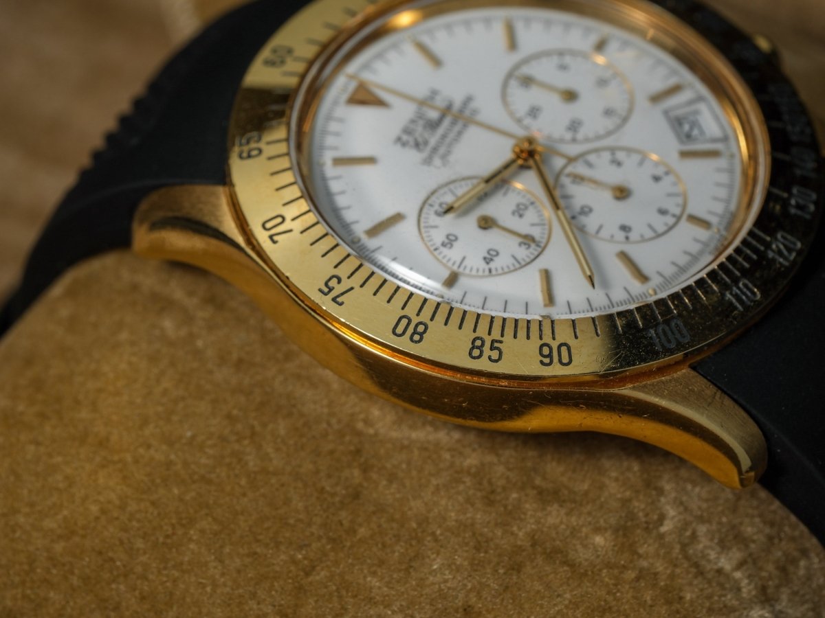 Zenith El Primero Bolognese Chronograph 06.0050.400 Gold White Dial Wristwatch